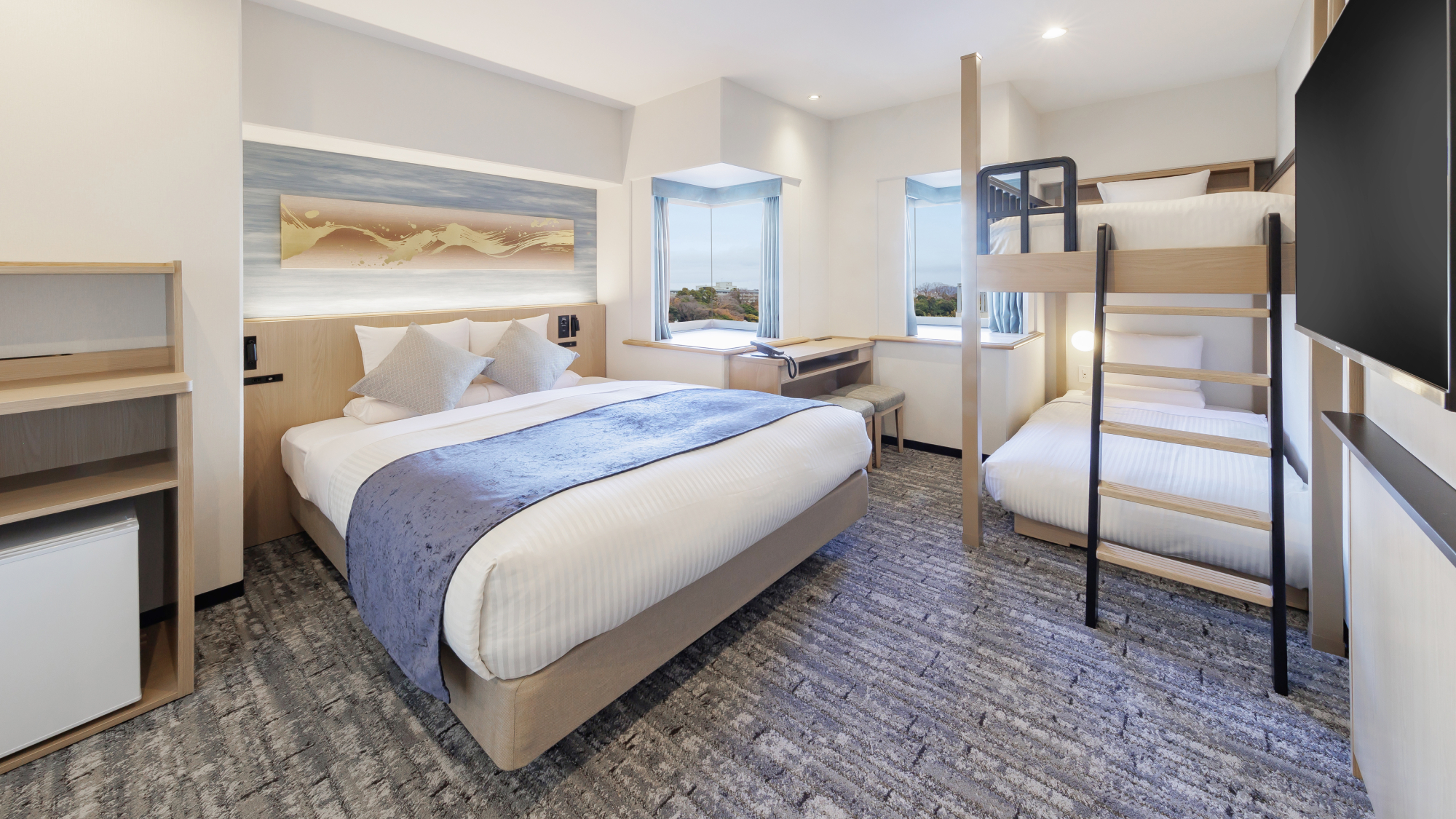 [Renovated] Family Room Size: 23.4㎡ Bed: 160cm x 1, bunk bed (105cm x 2)