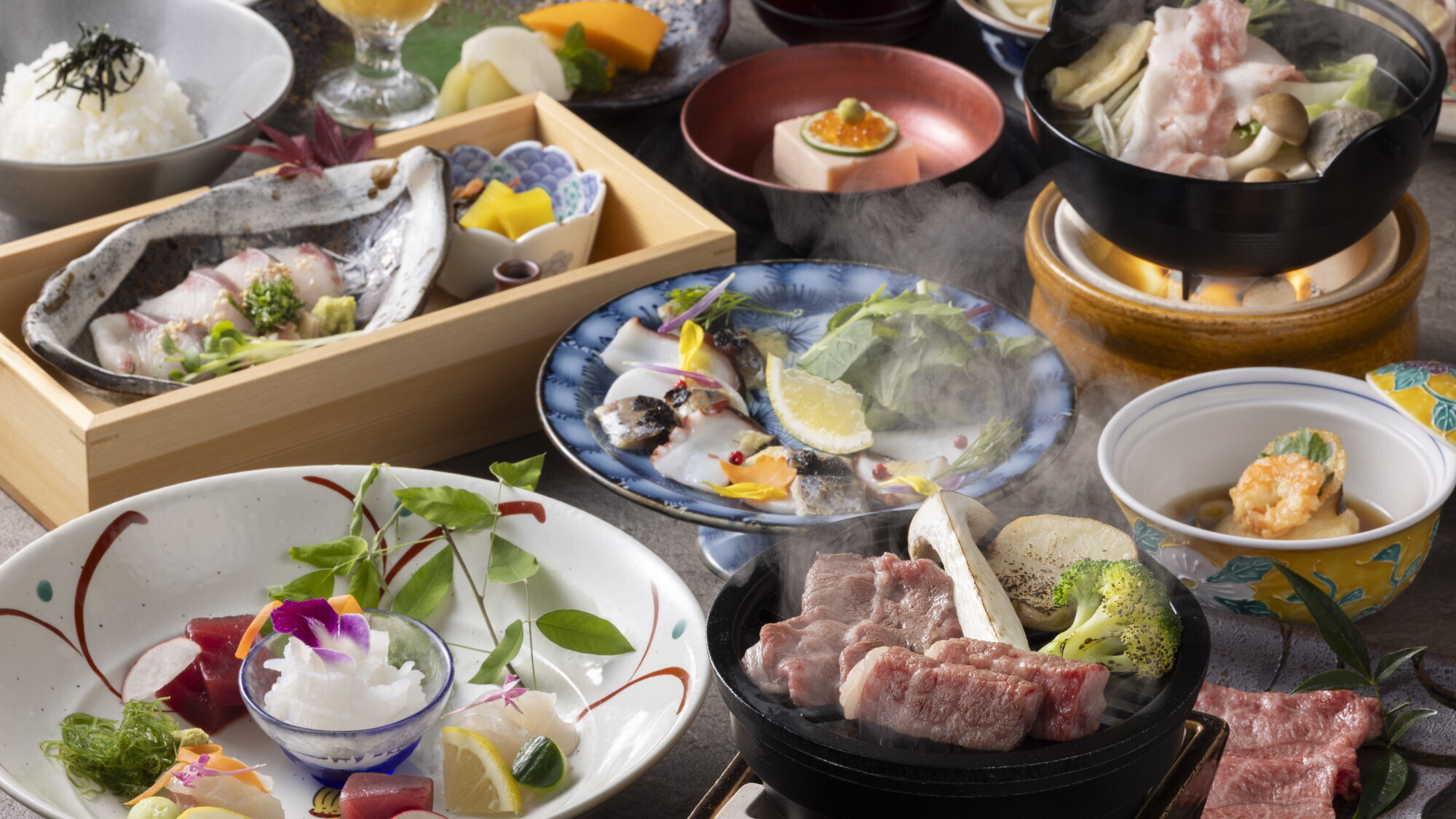 【土地の恵み会席】讃岐のプレミアム黒毛和牛「オリーブ牛」を味わう会席